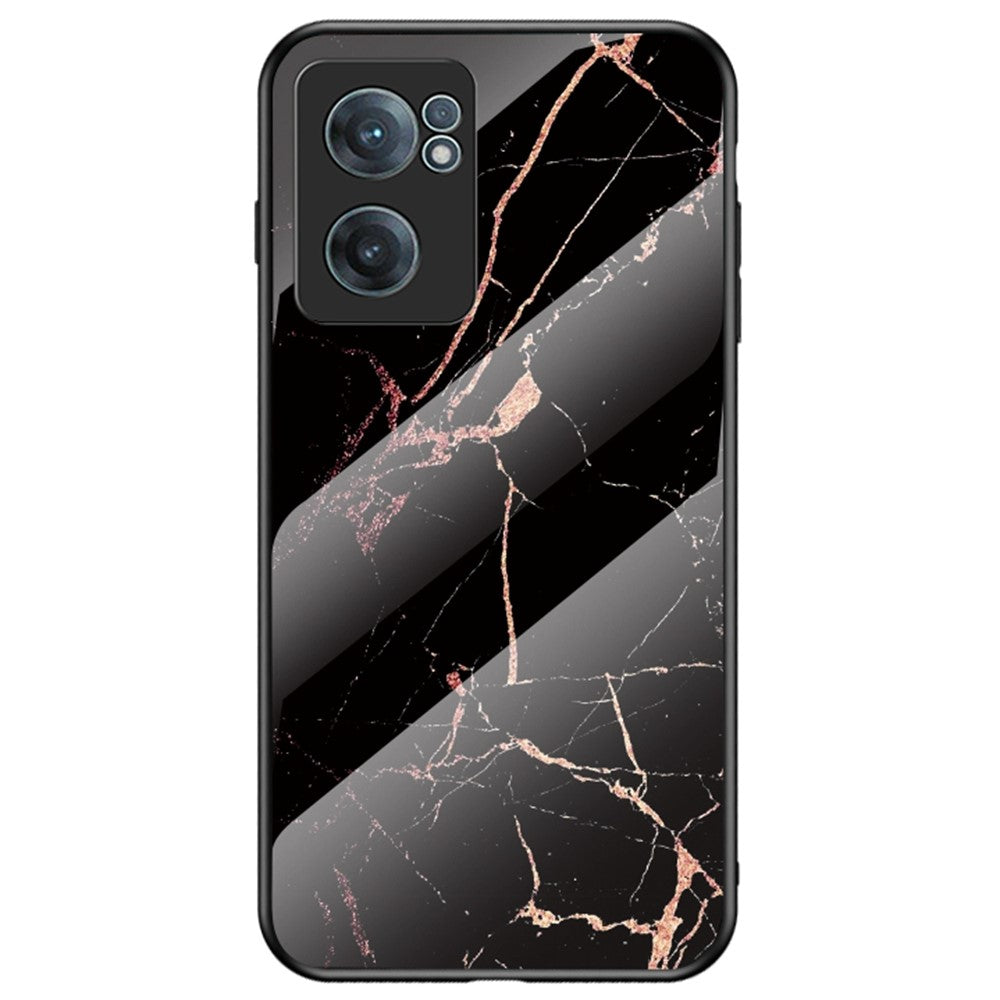 Marmorerat mönster härdat glasfodral för OnePlus Nord CE 2 5G, fingeravtrycksfritt reptåligt mobilmobilskal