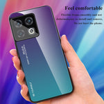 OnePlus 10 Pro Skyddande Skal Stötsäker Gradient Färg Härdat Glas Baksida + Mjukt TPU Kant mobilskal
