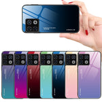 OnePlus 10 Pro Skyddande Skal Stötsäker Gradient Färg Härdat Glas Baksida + Mjukt TPU Kant mobilskal