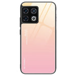 OnePlus 10 Pro Skyddande Skal Stötsäker Gradient Färg Härdat Glas Baksida + Mjukt TPU Kant mobilskal