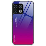 OnePlus 10 Pro Skyddande Skal Stötsäker Gradient Färg Härdat Glas Baksida + Mjukt TPU Kant mobilskal