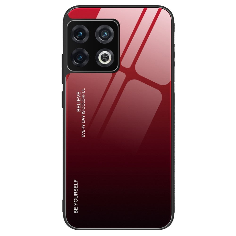 OnePlus 10 Pro Skyddande Skal Stötsäker Gradient Färg Härdat Glas Baksida + Mjukt TPU Kant mobilskal