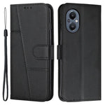 OnePlus Nord N20 5G Sömnadsdesign Plånboksskal Slitstarkt Fallskyddande PU-läder Stativfodral med Rem