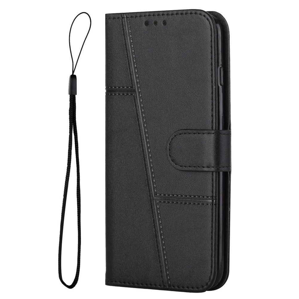 OnePlus Nord N20 5G Sömnadsdesign Plånboksskal Slitstarkt Fallskyddande PU-läder Stativfodral med Rem
