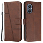 OnePlus Nord N20 5G Sömnadsdesign Plånboksskal Slitstarkt Fallskyddande PU-läder Stativfodral med Rem