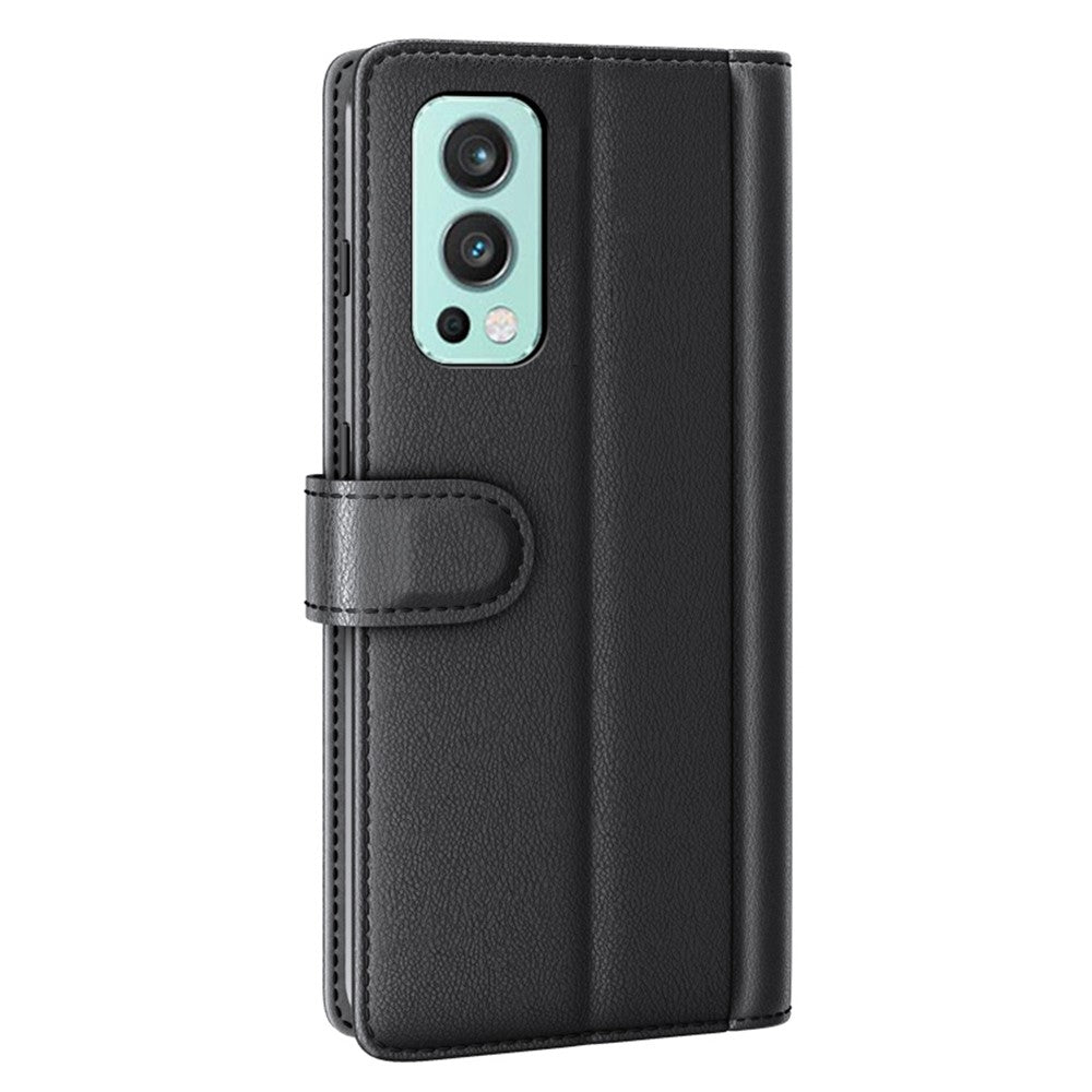 For OnePlus Nord 2 5G Split Leather Genuine Leather Shockproof Wallet Case Mobile Phone Stand Cover