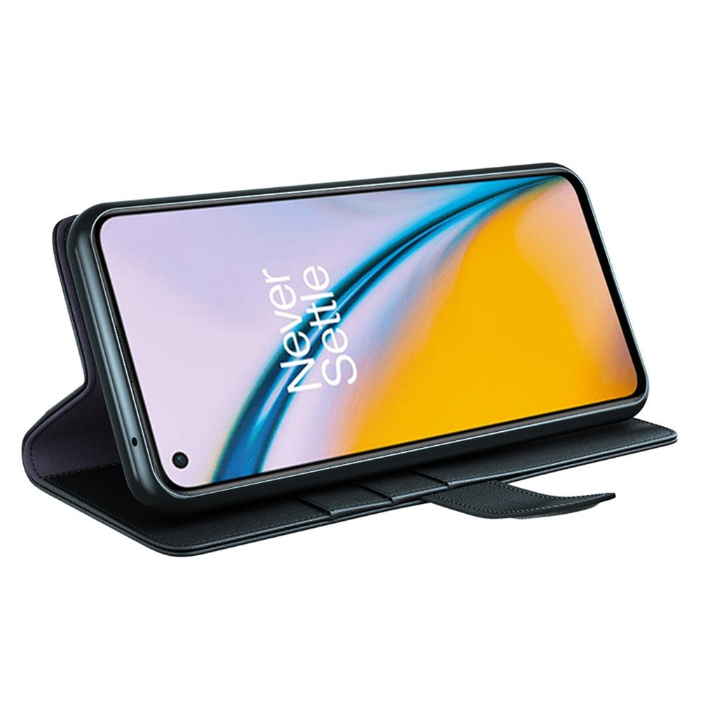 For OnePlus Nord 2 5G Split Leather Genuine Leather Shockproof Wallet Case Mobile Phone Stand Cover