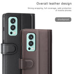 For OnePlus Nord 2 5G Split Leather Genuine Leather Shockproof Wallet Case Mobile Phone Stand Cover