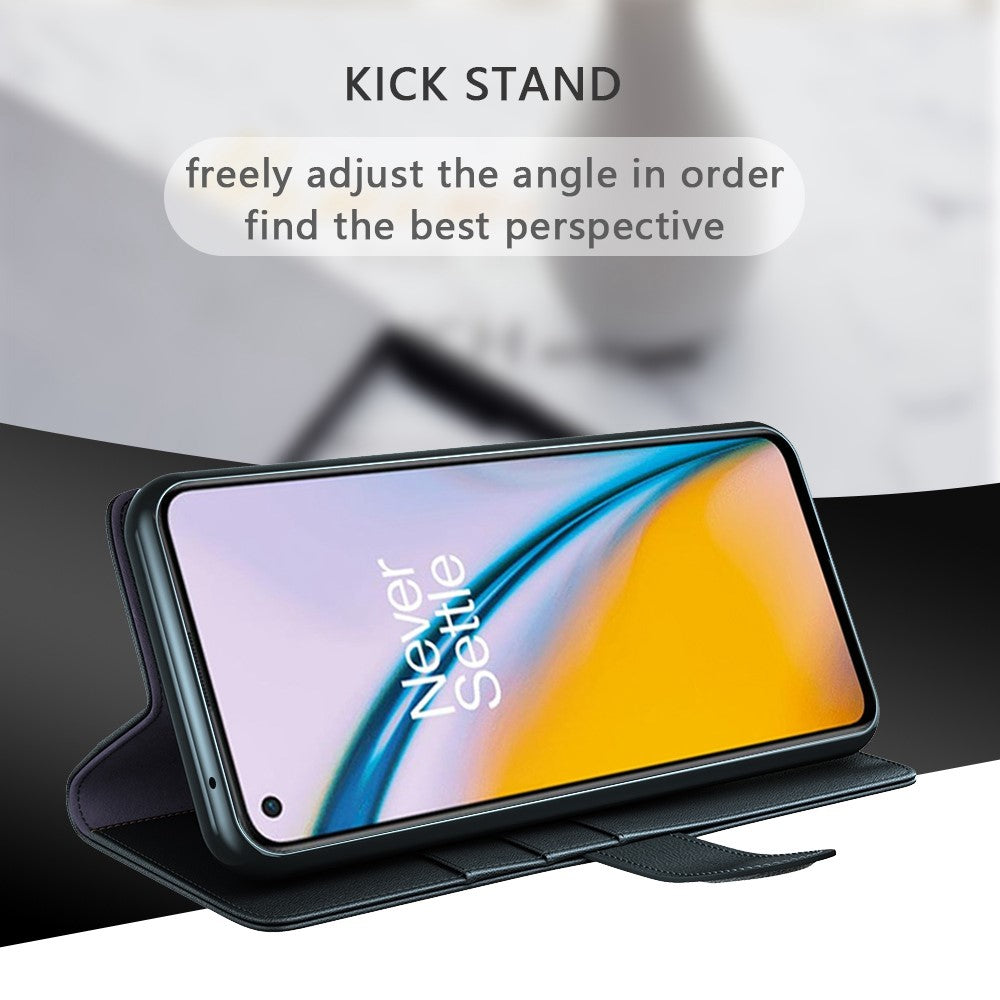 For OnePlus Nord 2 5G Split Leather Genuine Leather Shockproof Wallet Case Mobile Phone Stand Cover