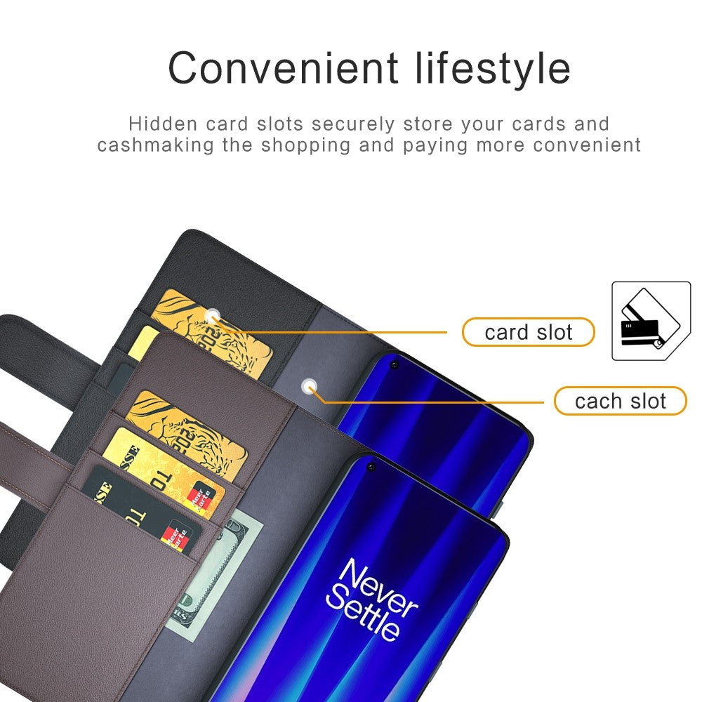 For OnePlus Nord CE 2 5G Drop Proof Wallet Case Split Leather Genuine Leather Folio Flip Stand Cover
