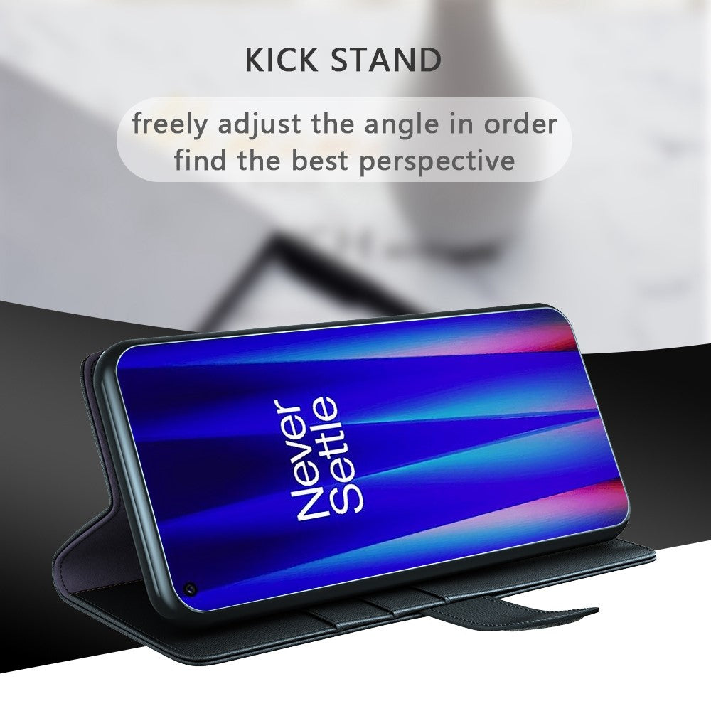 For OnePlus Nord CE 2 5G Drop Proof Wallet Case Split Leather Genuine Leather Folio Flip Stand Cover