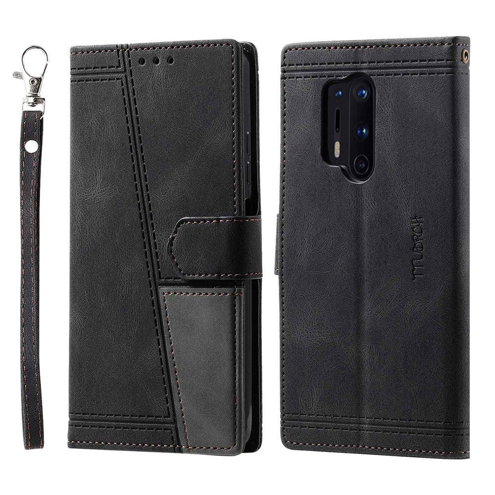 TTUDRCH 004 för OnePlus 8 Pro Skarvningsdesign Hudvänlig känsla mobilplånboksfodral RFID-blockerande PU-läderskyddande fodral