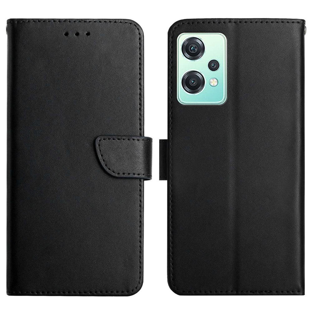 OnePlus Nord CE 2 Lite 5G / Realme 9 Pro 5G / 9 5G / V25 beskyttende pung-etui med nappatekstur i ægte læder, faldsikkert mobilcover med stativ