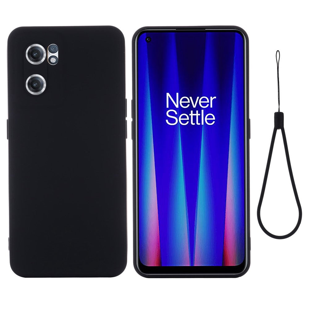 For OnePlus Nord CE 2 5G Smooth Touch Liquid Silicone Phone Case Microfiber Lining Cushion Protective Cover with Strap