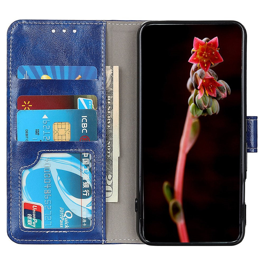 Til OnePlus Nord CE 2 Lite 5G PU-læder foldbart stativ telefoncover, retro Crazy Horse tekstur, magnetisk fuldbeskyttende Folio pung-etui