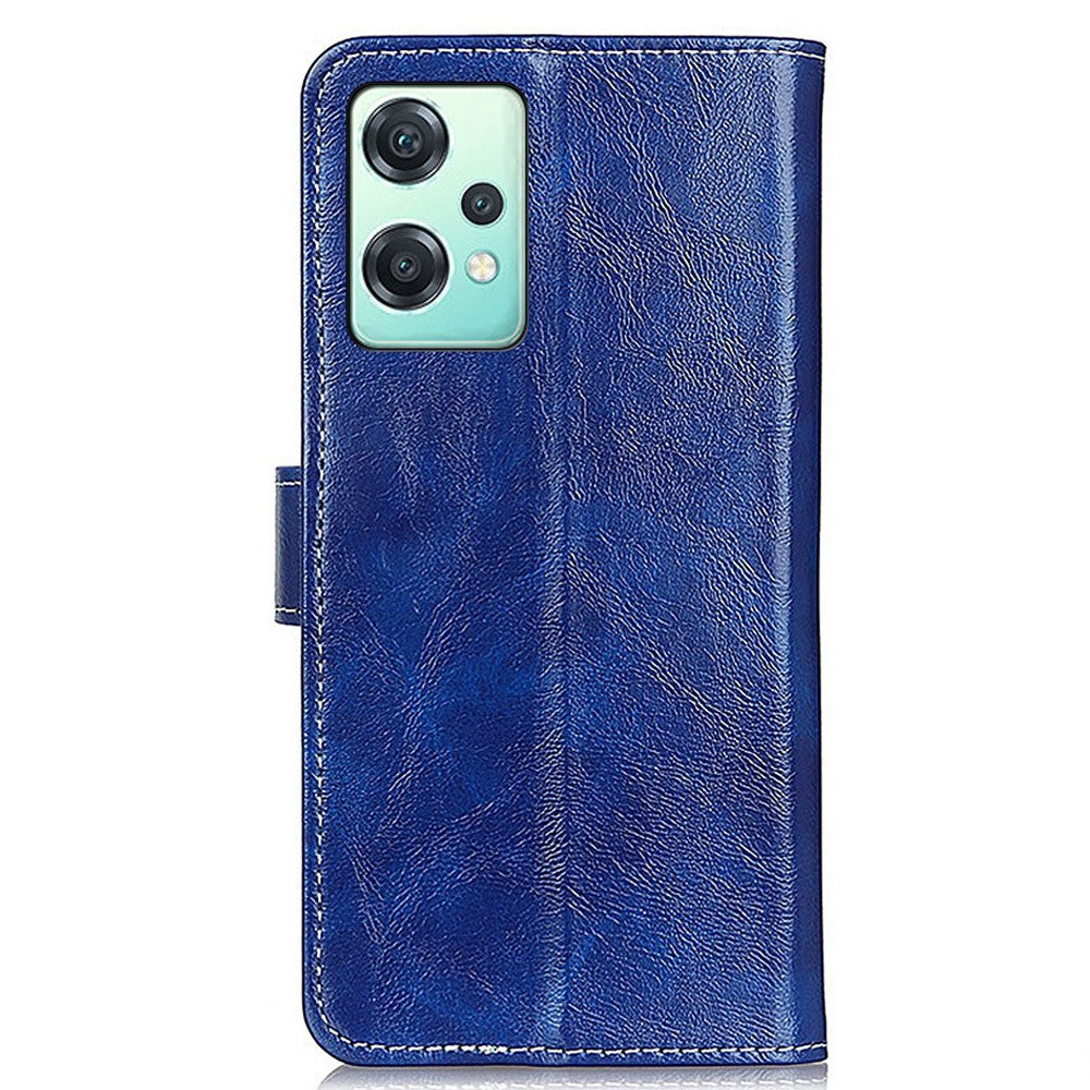 Til OnePlus Nord CE 2 Lite 5G PU-læder foldbart stativ telefoncover, retro Crazy Horse tekstur, magnetisk fuldbeskyttende Folio pung-etui