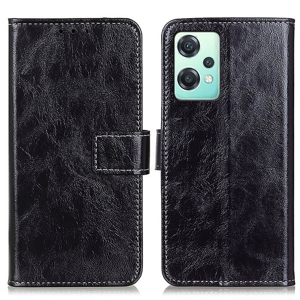 Til OnePlus Nord CE 2 Lite 5G PU-læder foldbart stativ telefoncover, retro Crazy Horse tekstur, magnetisk fuldbeskyttende Folio pung-etui
