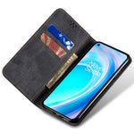 Til OnePlus Nord CE 2 Lite 5G Slidstærk Jeans Stof Tekstur Magnetisk Sugecover PU Læder Anti-fald Pung Stil Etui med Stativ