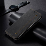 Til OnePlus Nord CE 2 Lite 5G Slidstærk Jeans Stof Tekstur Magnetisk Sugecover PU Læder Anti-fald Pung Stil Etui med Stativ
