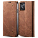 Til OnePlus Nord CE 2 Lite 5G Slidstærk Jeans Stof Tekstur Magnetisk Sugecover PU Læder Anti-fald Pung Stil Etui med Stativ