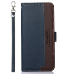 KHAZNEH RFID Blocking Litchi Texture PU Leather Case for OnePlus Nord 2T 5G, Wallet Phone Stand Case with Handy Strap