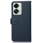 KHAZNEH RFID Blocking Litchi Texture PU Leather Case for OnePlus Nord 2T 5G, Wallet Phone Stand Case with Handy Strap