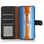 KHAZNEH För OnePlus Nord 2T 5G RFID-blockerande plånboksfodral i äkta läder TPU stötsäkert invändigt skal stativ fällbart fodral