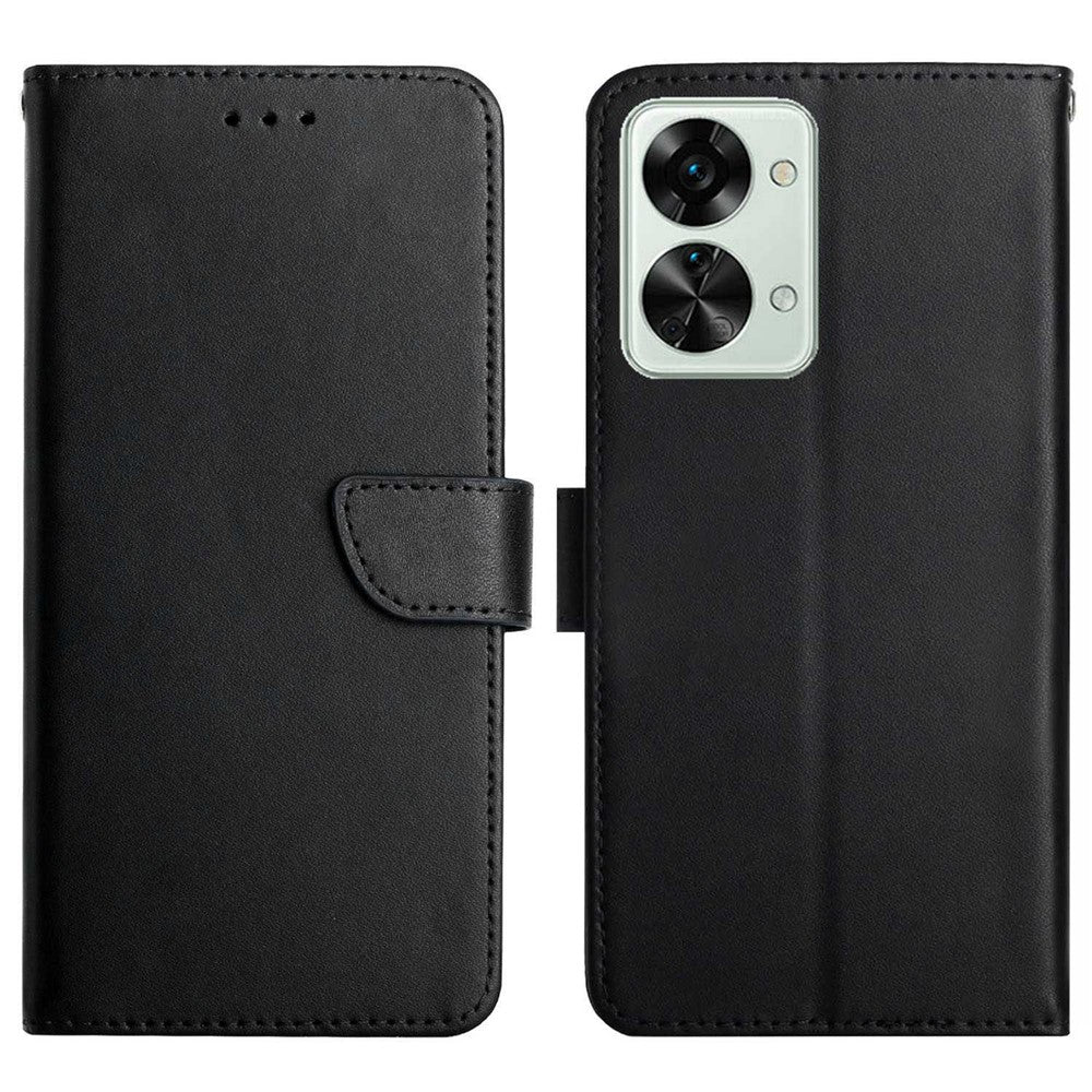 OnePlus Nord 2T 5G-ægte læderetui med nappatekstur, stativ, pungdesign, stødsikkert TPU-etui med fuld beskyttelse og magnetisk lukning