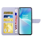 OnePlus Nord 2T 5G Fjärilsblommönster Präglat Plånboksfodral i PU-läder med stativ och axelrem