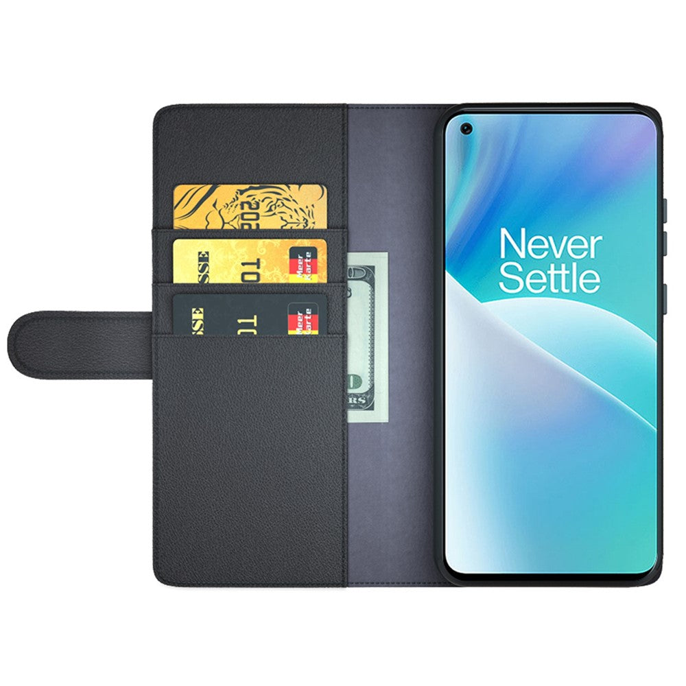 OnePlus Nord 2T 5G-skal i äkta splitläder med plånboksfodral
