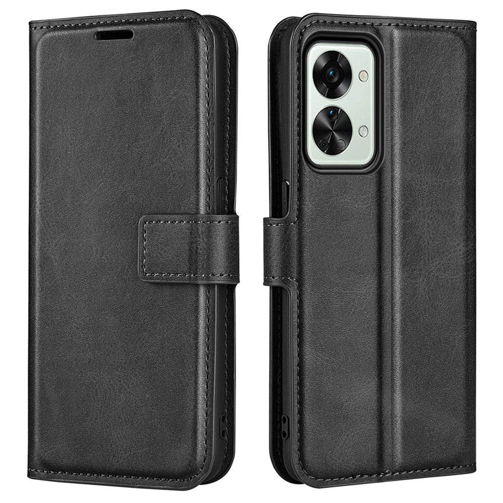 For OnePlus Nord 2T 5G Square Magnetic Clasp Wear-resistant Case Anti-drop PU Leather Stand Flip Wallet Cover
