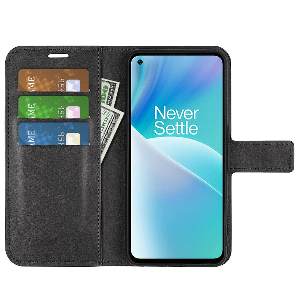 For OnePlus Nord 2T 5G Square Magnetic Clasp Wear-resistant Case Anti-drop PU Leather Stand Flip Wallet Cover