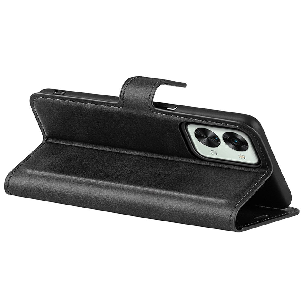 For OnePlus Nord 2T 5G Square Magnetic Clasp Wear-resistant Case Anti-drop PU Leather Stand Flip Wallet Cover