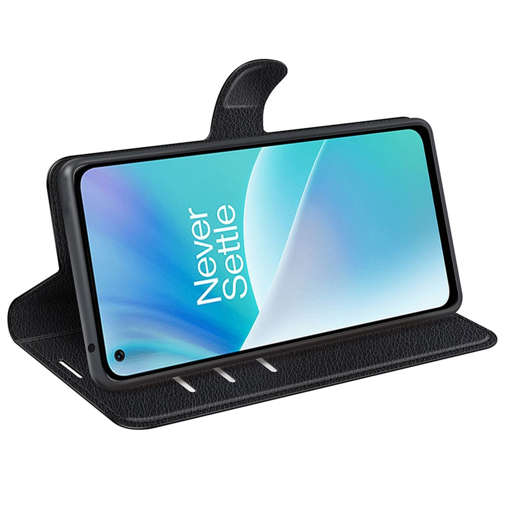 Litchi Texture Case for OnePlus Nord 2T 5G, Scratch-resistant Anti-drop Stand PU Leather Wallet Protective Phone Cover