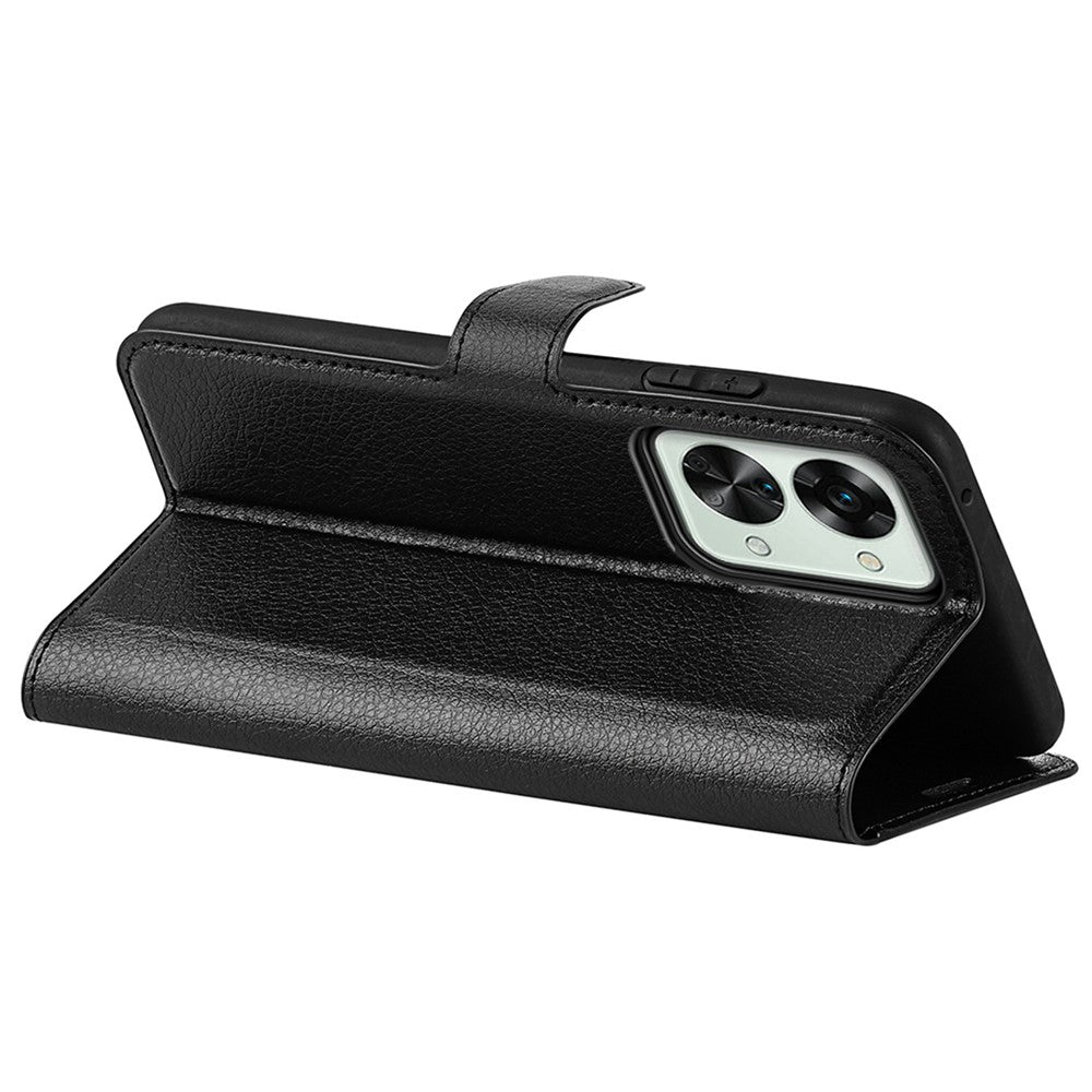 Litchi Texture Case for OnePlus Nord 2T 5G, Scratch-resistant Anti-drop Stand PU Leather Wallet Protective Phone Cover