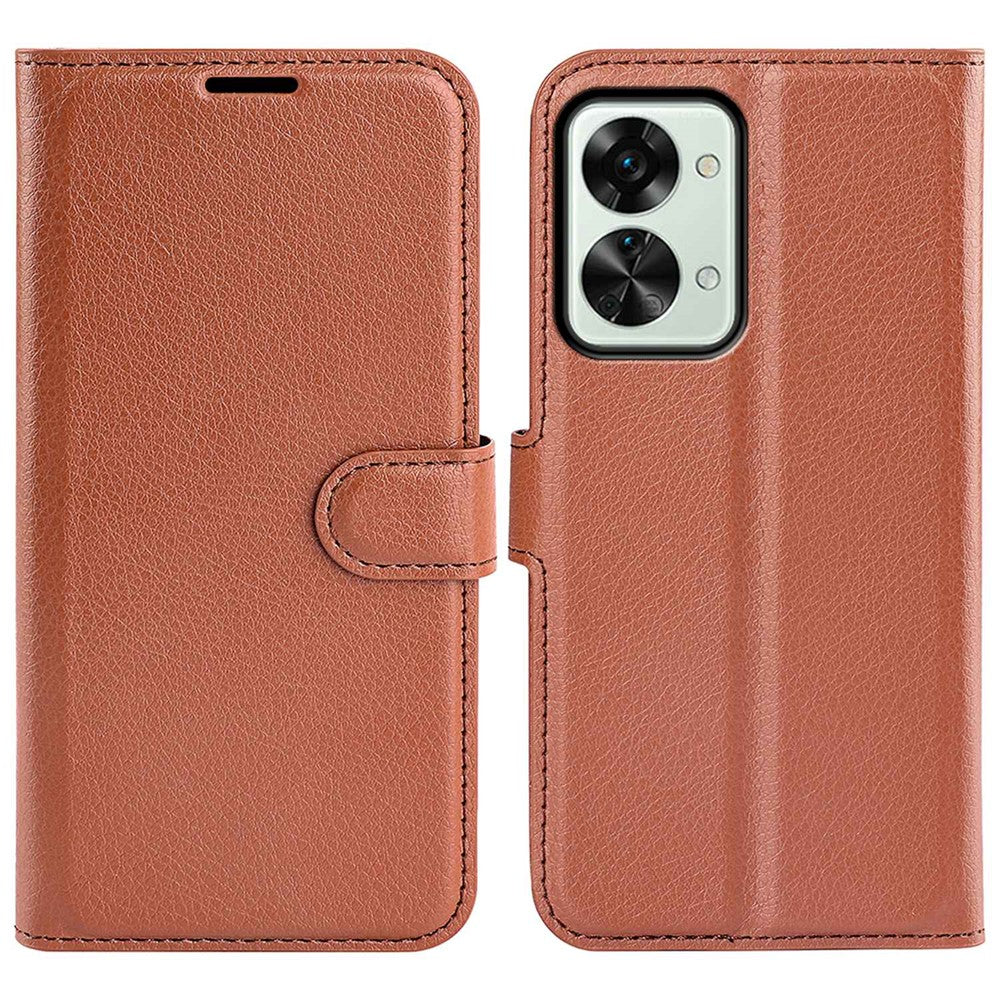 Litchi Texture Case for OnePlus Nord 2T 5G, Scratch-resistant Anti-drop Stand PU Leather Wallet Protective Phone Cover