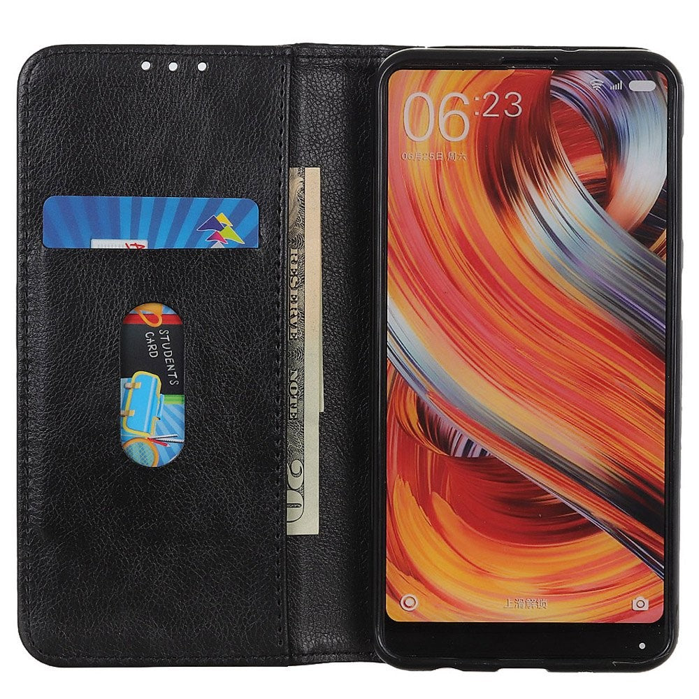 OnePlus Nord 2T 5G Litchi Texture Split Leather Cover Stativ Dold Magnetisk Adsorption Stötsäkert Flip Plånboksfodral