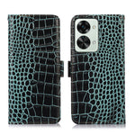 Til OnePlus Nord 2T 5G Ægte Koskind Læder Folio Flip Cover Skal Krokodille Tekstur RFID Blokerende Stativ Magnetisk Lukning Pung Etui