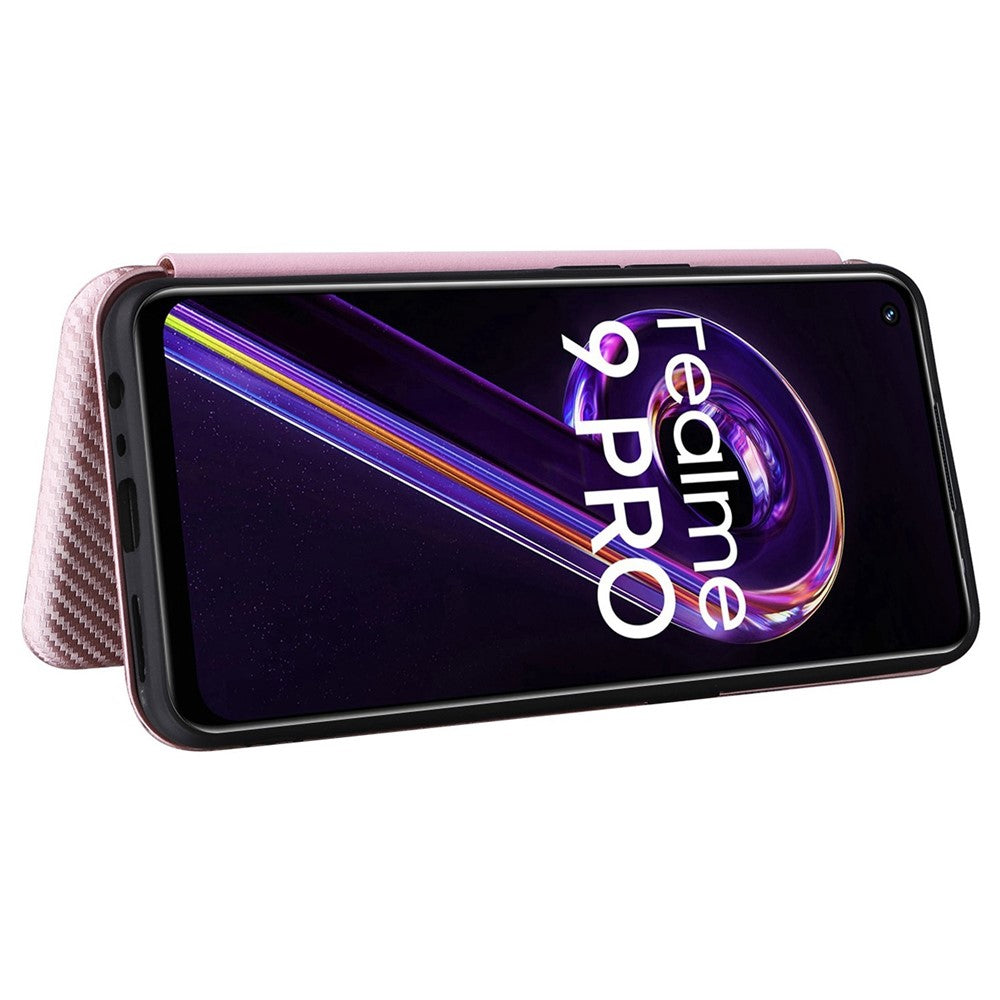 Til OnePlus Nord CE 2 Lite 5G Carbon Fiber Tekstur PU-læder Alt-inkluderende Anti-fald Cover Magnetisk Automatisk Absorberende Stander Kort Holder Flip Folio Cover