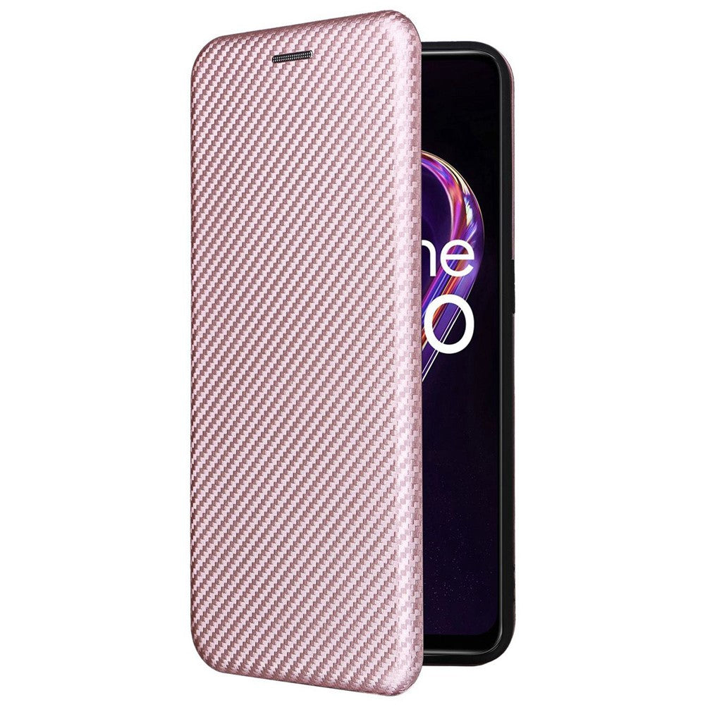 Til OnePlus Nord CE 2 Lite 5G Carbon Fiber Tekstur PU-læder Alt-inkluderende Anti-fald Cover Magnetisk Automatisk Absorberende Stander Kort Holder Flip Folio Cover