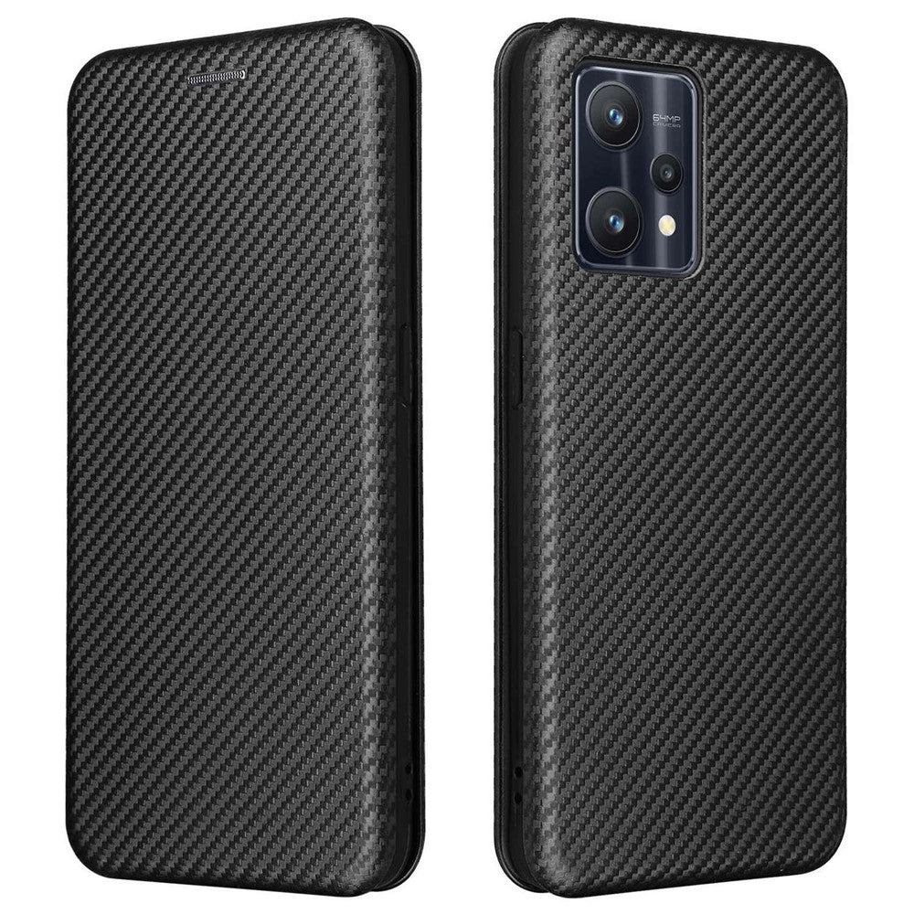 Til OnePlus Nord CE 2 Lite 5G Carbon Fiber Tekstur PU-læder Alt-inkluderende Anti-fald Cover Magnetisk Automatisk Absorberende Stander Kort Holder Flip Folio Cover