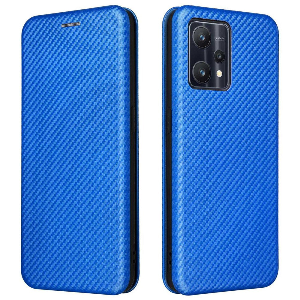 Til OnePlus Nord CE 2 Lite 5G Carbon Fiber Tekstur PU-læder Alt-inkluderende Anti-fald Cover Magnetisk Automatisk Absorberende Stander Kort Holder Flip Folio Cover