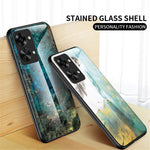 OnePlus Nord 2T 5G Härdat Glas + PC Baksida TPU Ram Hybrid Skal Marmor Mönster Stötsäkert Reptåligt mobilskal