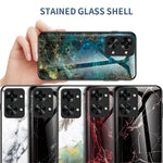 OnePlus Nord 2T 5G Härdat Glas + PC Baksida TPU Ram Hybrid Skal Marmor Mönster Stötsäkert Reptåligt mobilskal