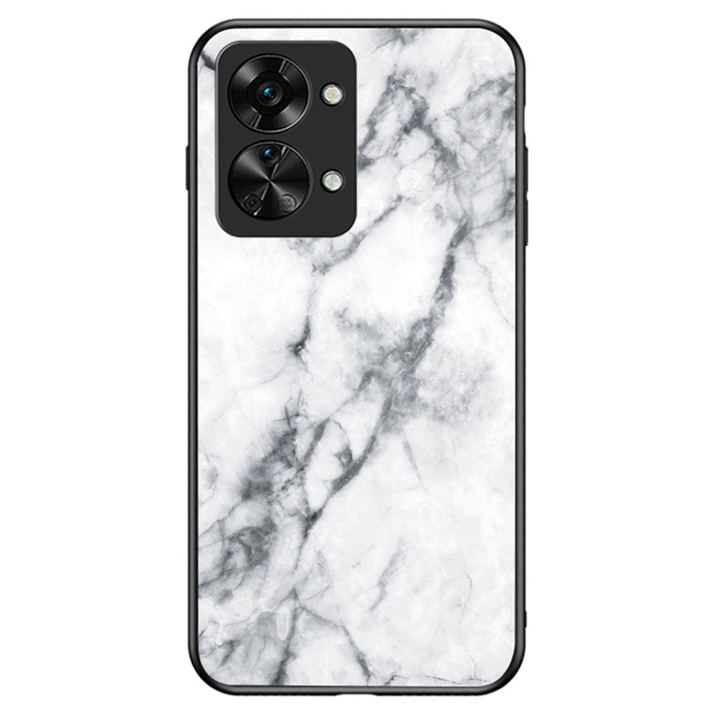 OnePlus Nord 2T 5G Härdat Glas + PC Baksida TPU Ram Hybrid Skal Marmor Mönster Stötsäkert Reptåligt mobilskal