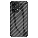 OnePlus Nord 2T 5G-skal med kulfiberstruktur, støddæmpende beskyttelse, hærdet glas, hård PC, blød TPU og faldsikring