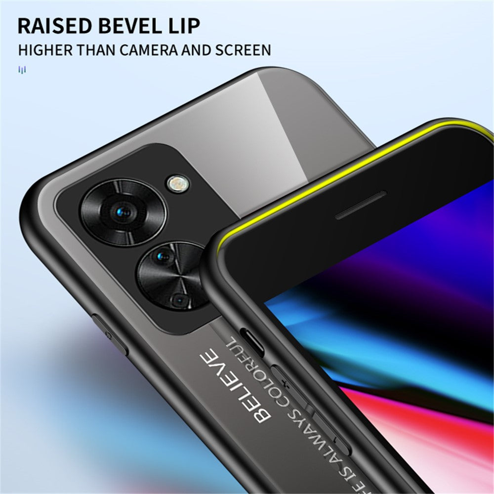 For OnePlus Nord 2T 5G Shockproof Gradient Color Tempered Glass Case Hard PC Soft TPU Frame Cover Protector