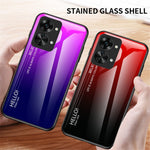 For OnePlus Nord 2T 5G Shockproof Gradient Color Tempered Glass Case Hard PC Soft TPU Frame Cover Protector