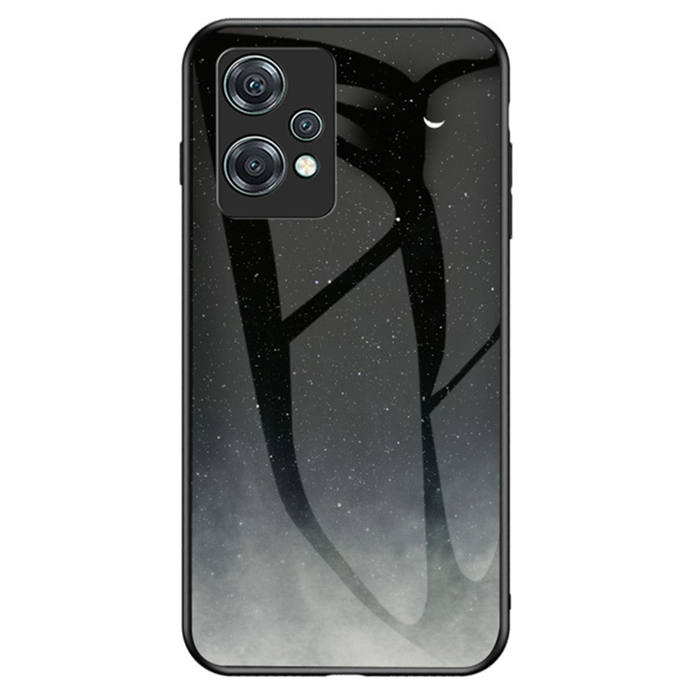 For OnePlus Nord CE 2 Lite 5G Starry Sky Pattern Tempered Glass+Hard PC Back Shell Anti-Scratch Soft TPU Bumper Frame Support Cover