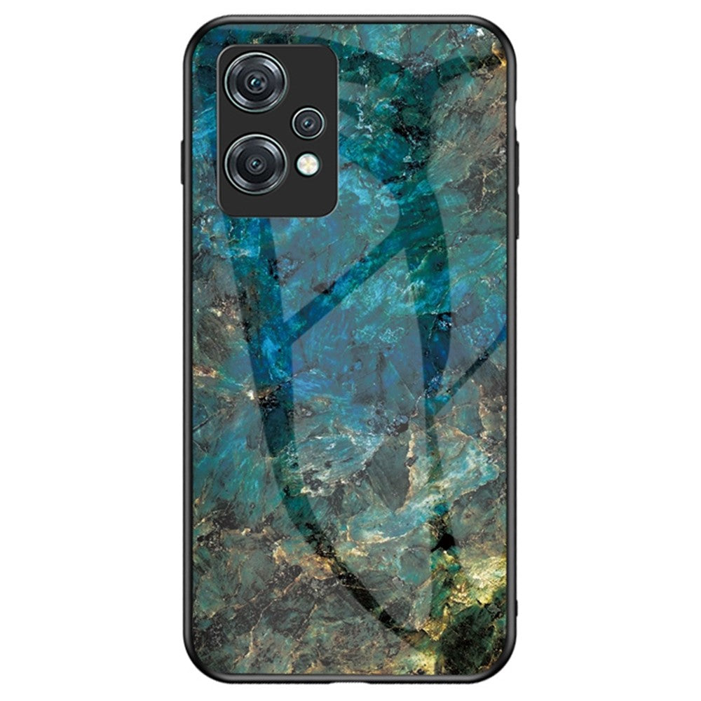 Til OnePlus Nord CE 2 Lite 5G Marmormønster Stødsikkert Hærdet Glas + PC-bagside TPU Ramme Hybrid Beskyttelsescover
